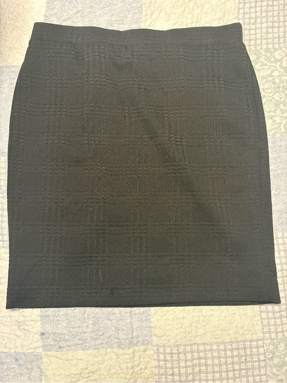 Black Textured Pencil Skirt